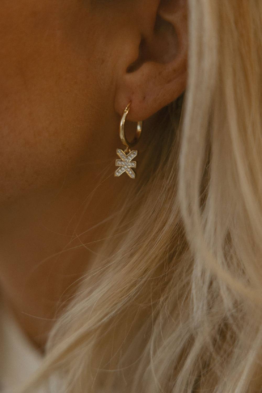 Karo Kauer PRE ORDER Logo Hoops Sparkle Gold Karo Kauer PRE ORDER Logo Hoops Sparkle Gold