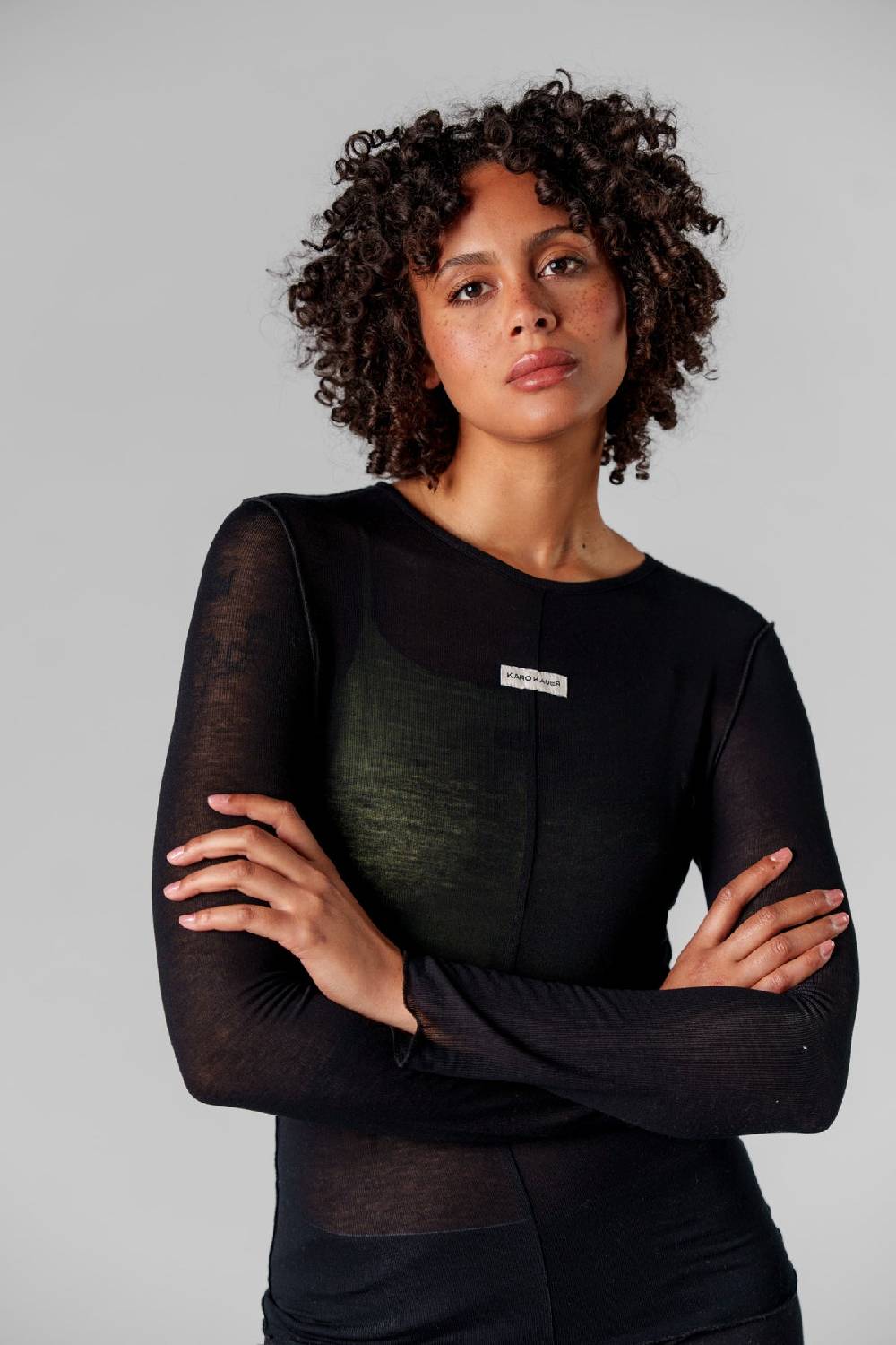 Karo Kauer Mesh Longsleeve Black Super Rabatt