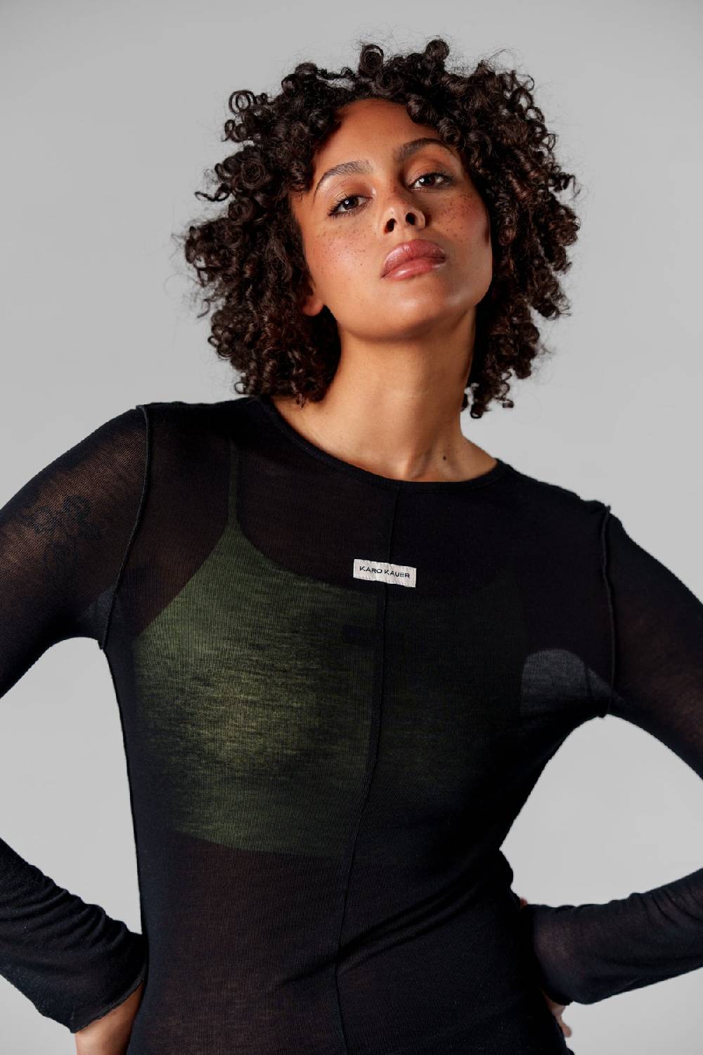 Karo Kauer Mesh Longsleeve Black Super Rabatt