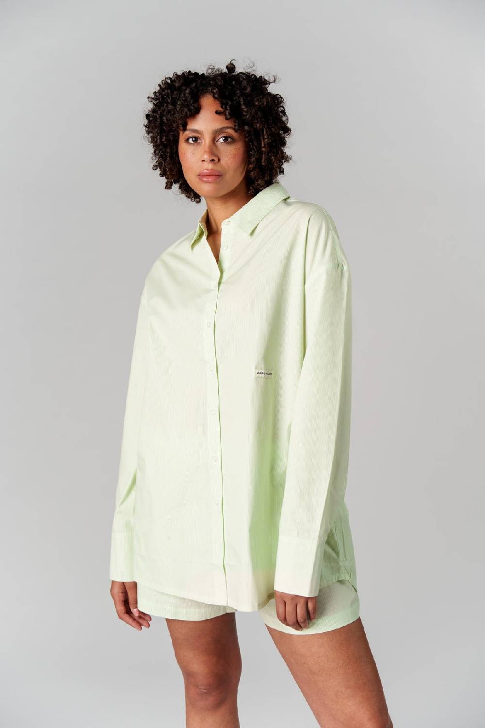 Karo Kauer Woven Blouse Striped Matcha Speichern exportieren