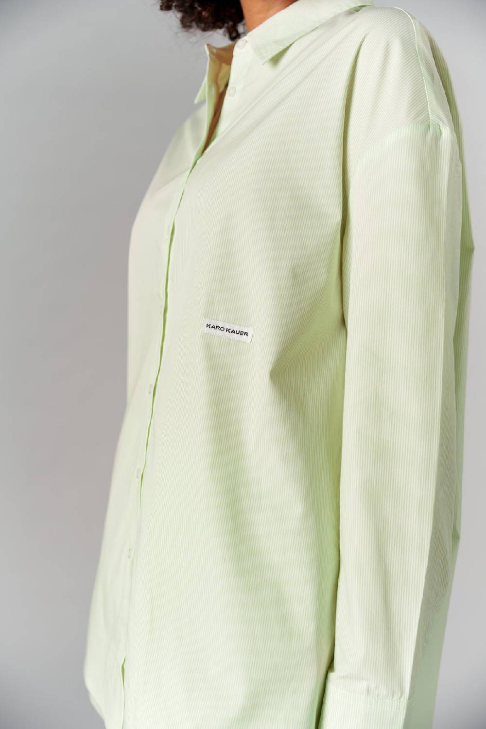 Karo Kauer Woven Blouse Striped Matcha Speichern exportieren