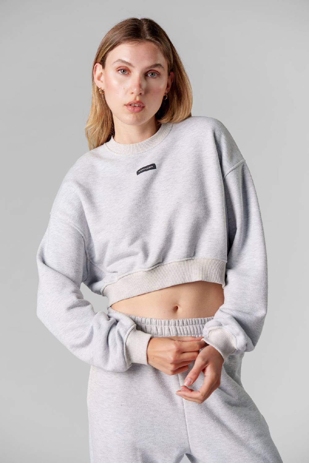 Karo Kauer Cropped Sweater Melange Im Verkauf