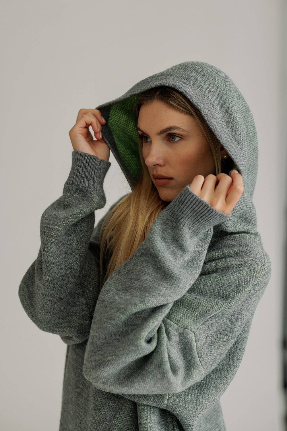Karo Kauer Knit Hoodiedress Silver Grey Schlussverkauf