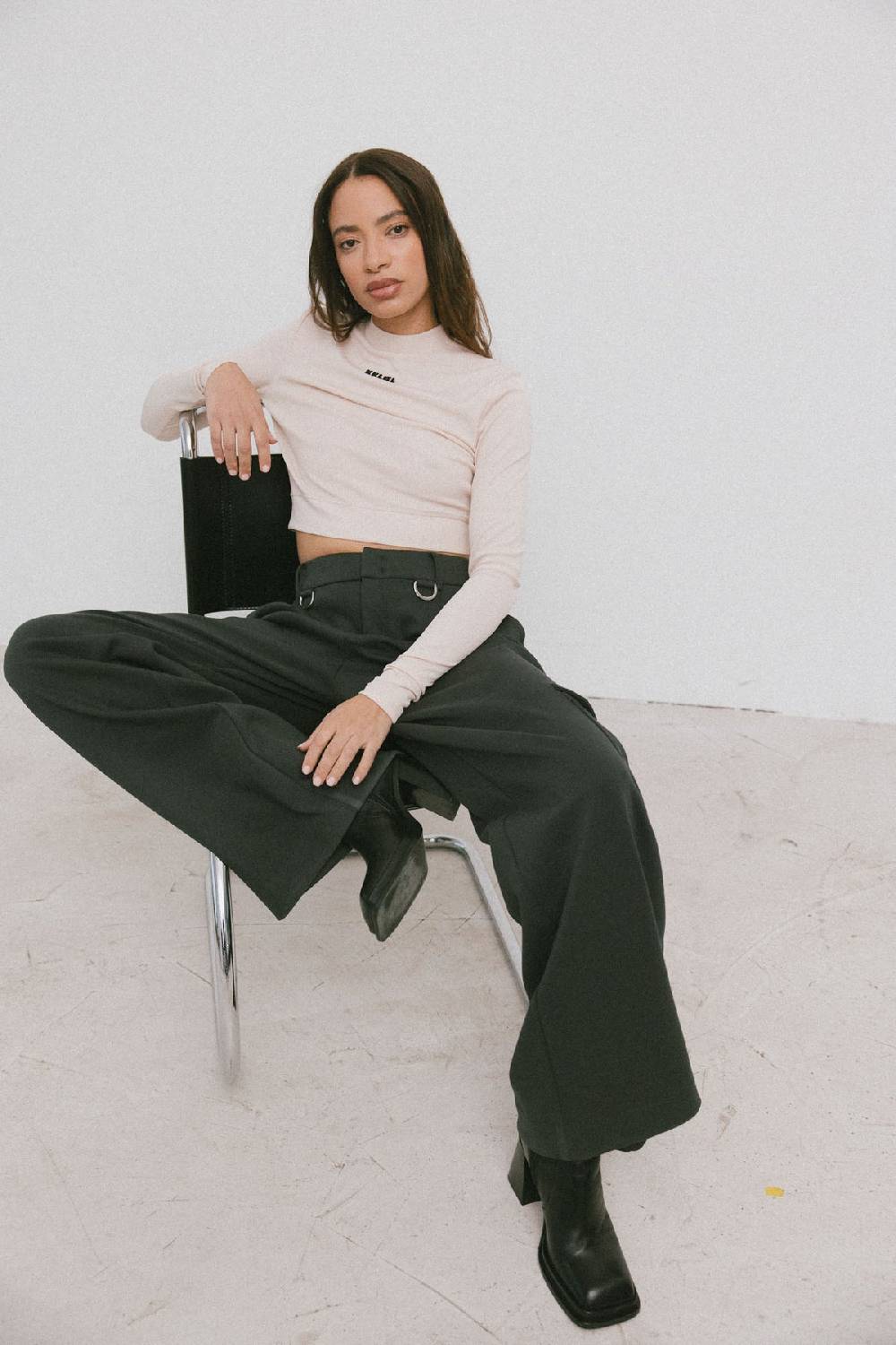 Karo Kauer Cropped Shirt White Pearl Black Friday