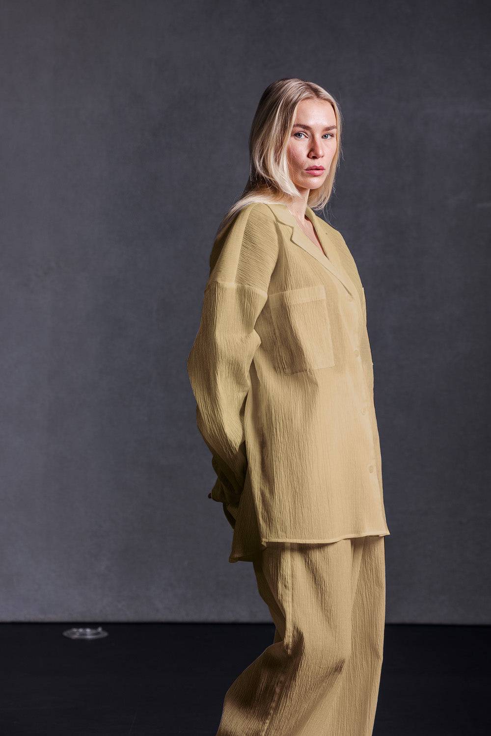 Karo Kauer Woven Blouse Khaki Heißer Verkauf