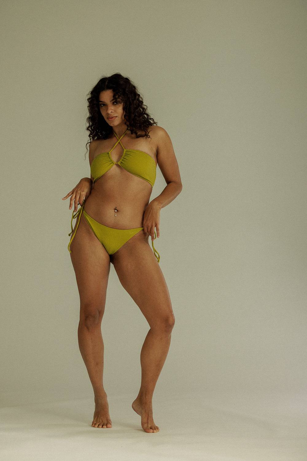Karo Kauer Bikini Bottom Glitter Olive Neueste Stile