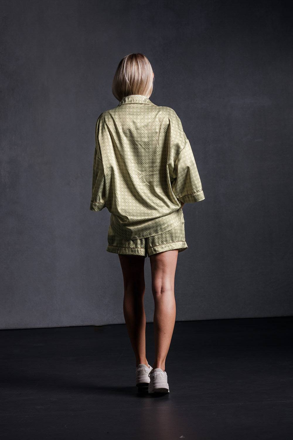 Karo Kauer Retro Shorts Khaki Sonderangebot der Fabrik