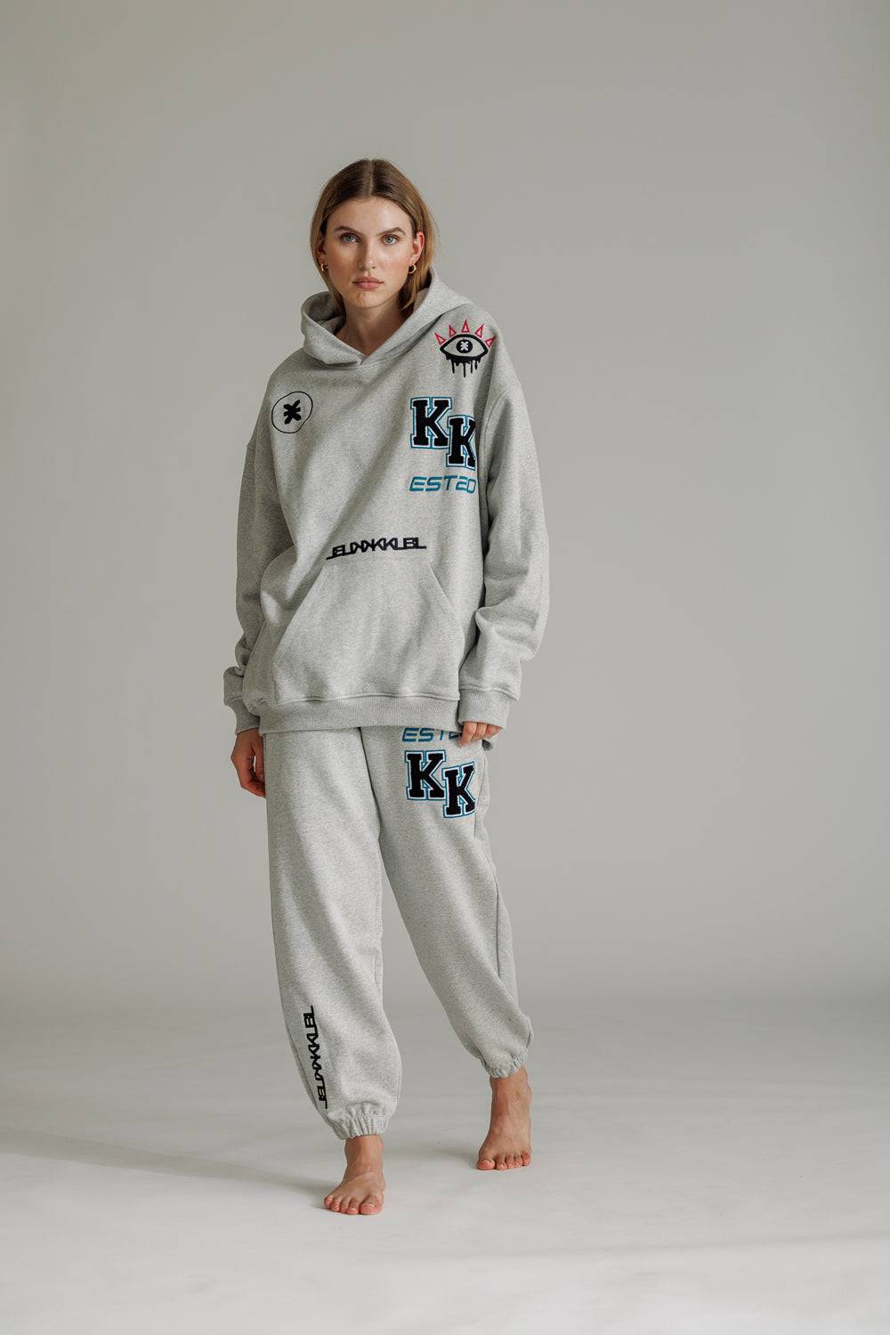 Karo Kauer Hoodie Grey Melange Rabatt