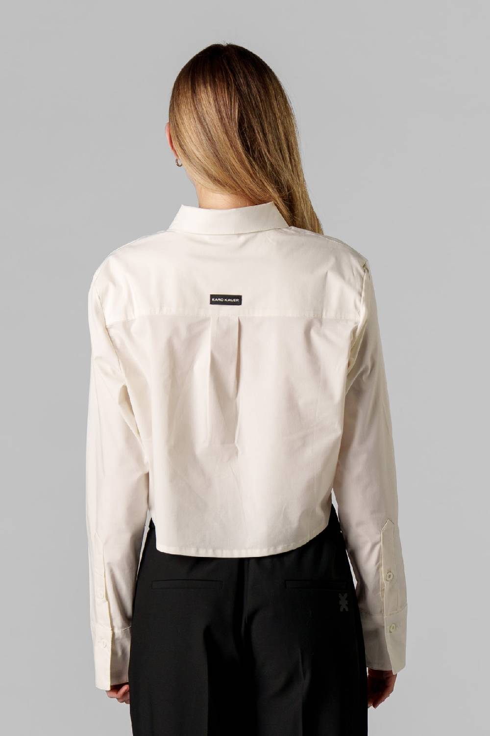 Karo Kauer Woven Blouse Cropped Creme Kostenloser Versand