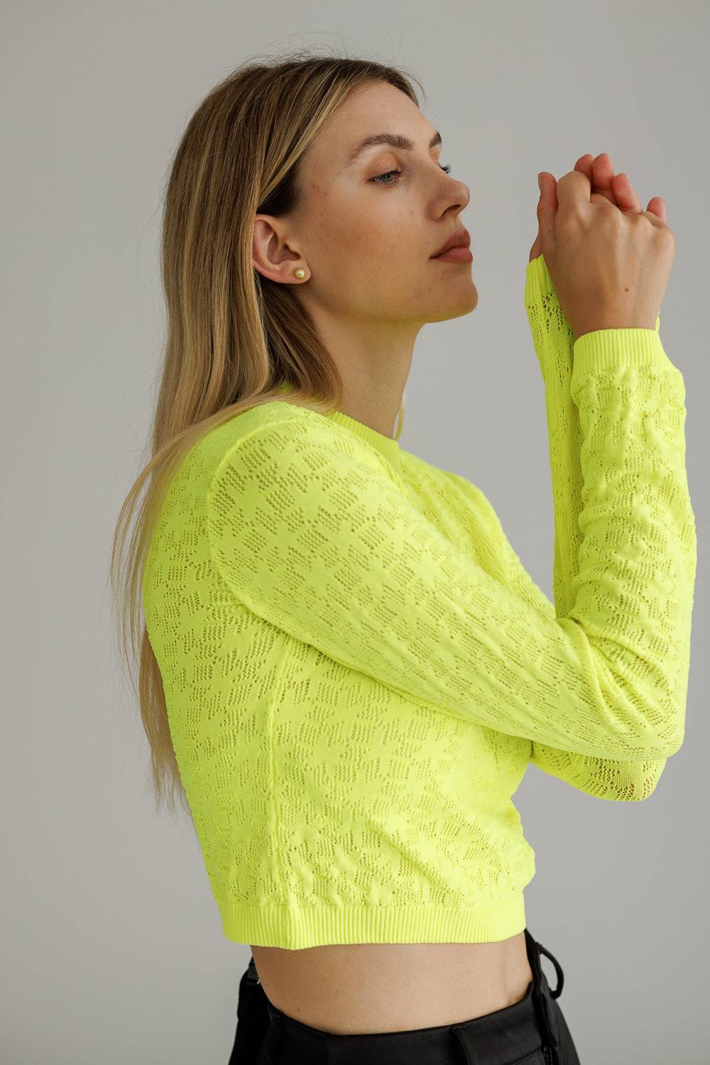 Karo Kauer Knit Shirt Cropped Neon Lime Begrenztes Angebot