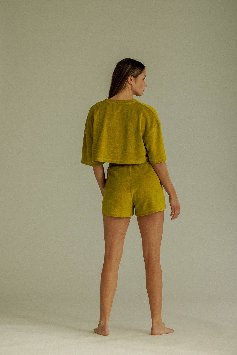 Karo Kauer Frottee T-Shirt Olive Black Friday