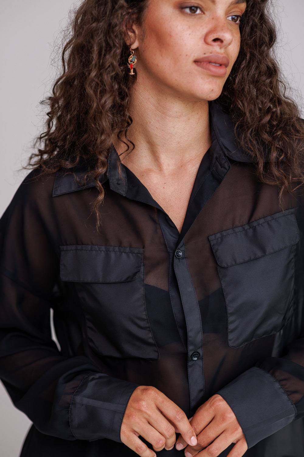 Karo Kauer Blouse Transparent Black Cyber Monday