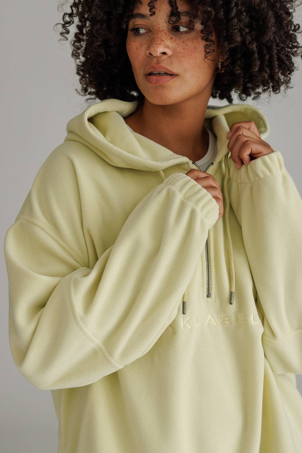 Karo Kauer Zipped Fleece Light Yellow Zeitlich begrenztes Angebot