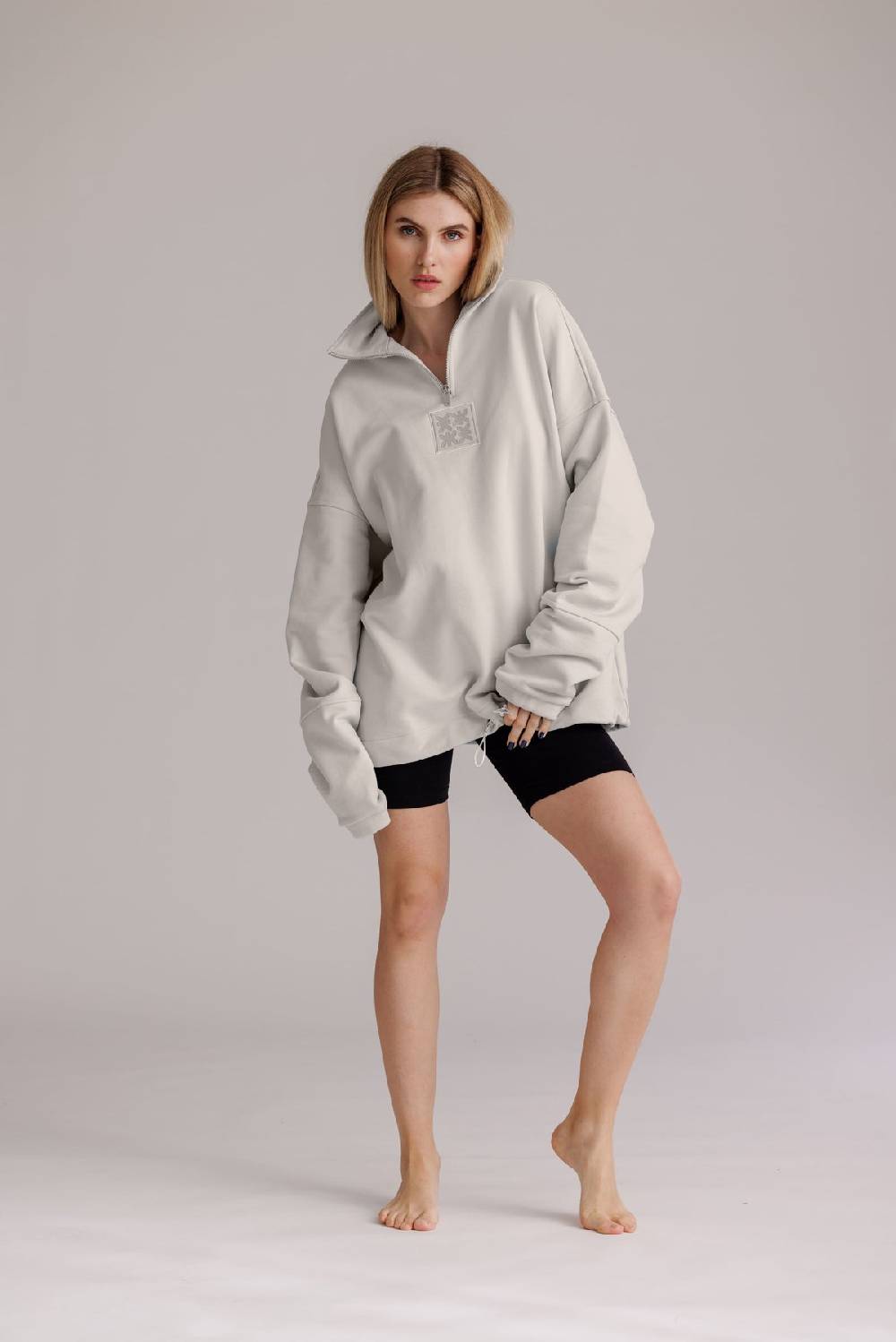 Karo Kauer Zipped Sweater Silver Grey Große Rabatte
