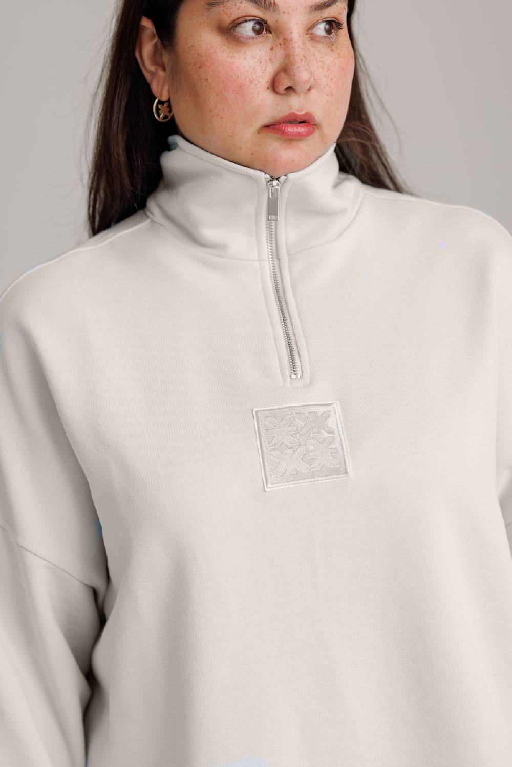 Karo Kauer Zipped Sweater Silver Grey Große Rabatte