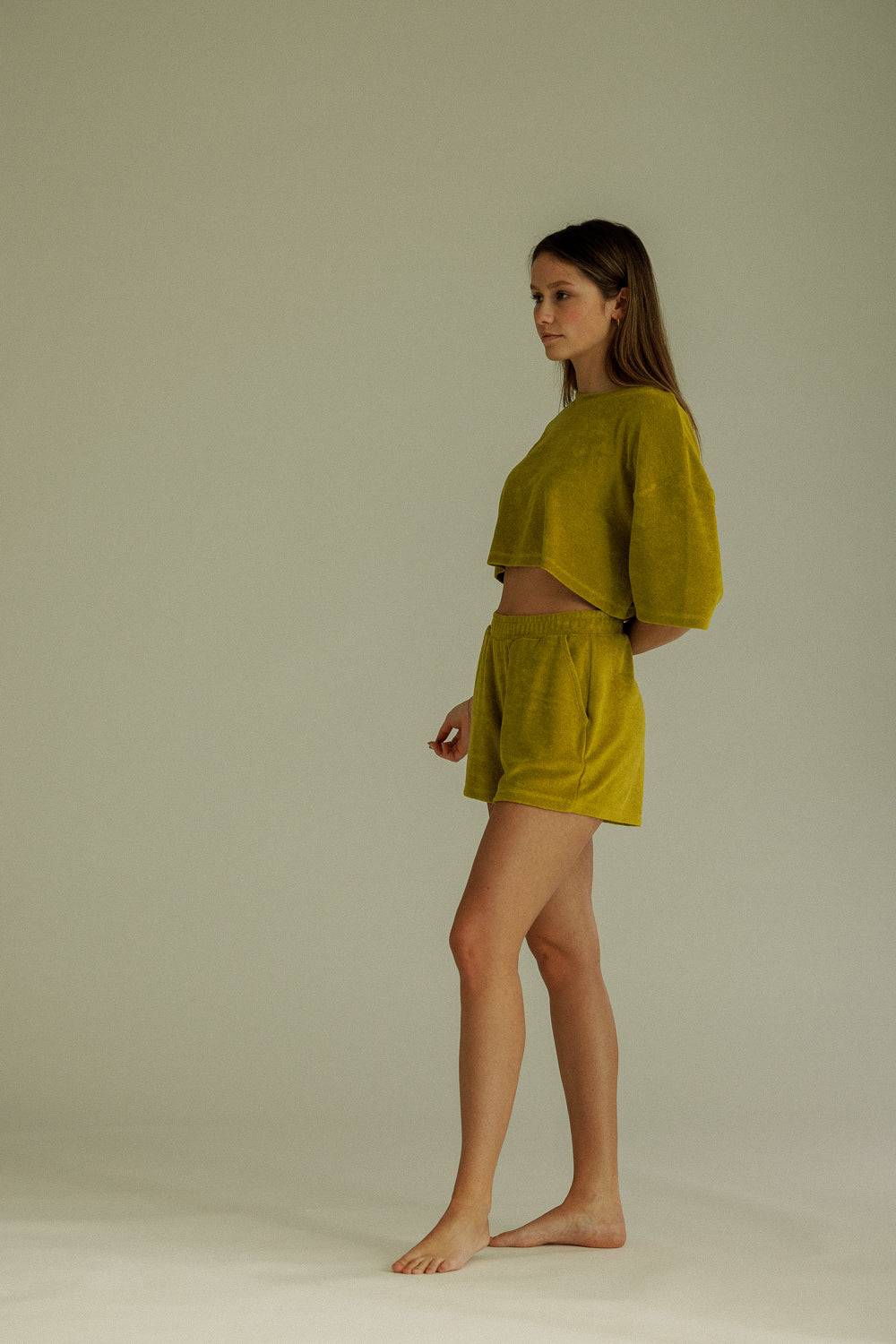 Karo Kauer Frottee Shorts Olive Riesige Ersparnisse