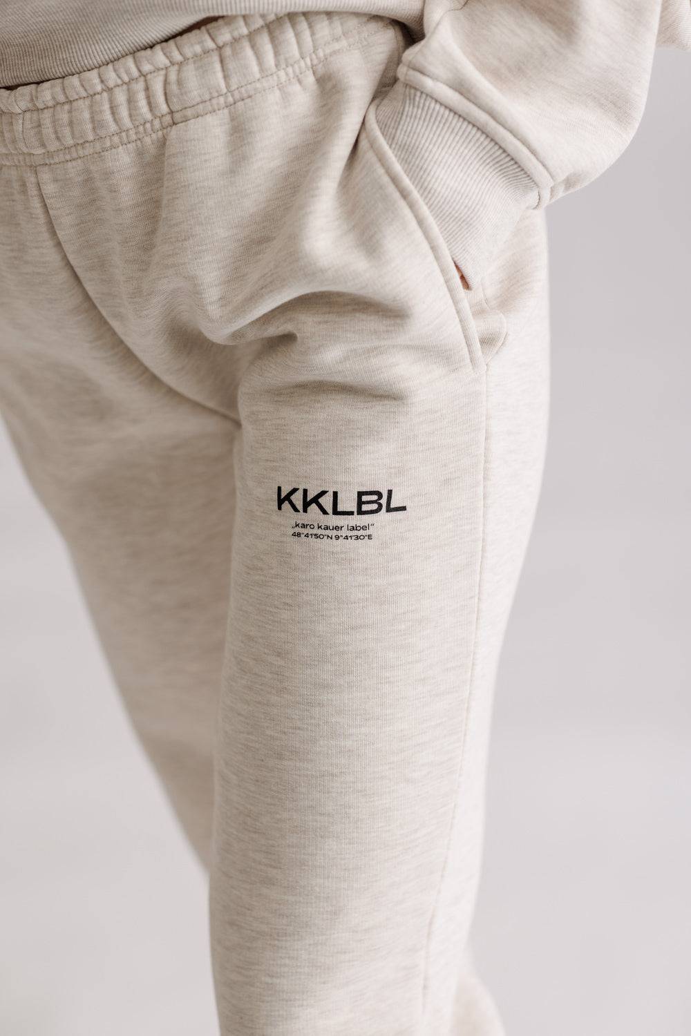 Karo Kauer Jogger Pants Basic Sand Melange Tiefpreis