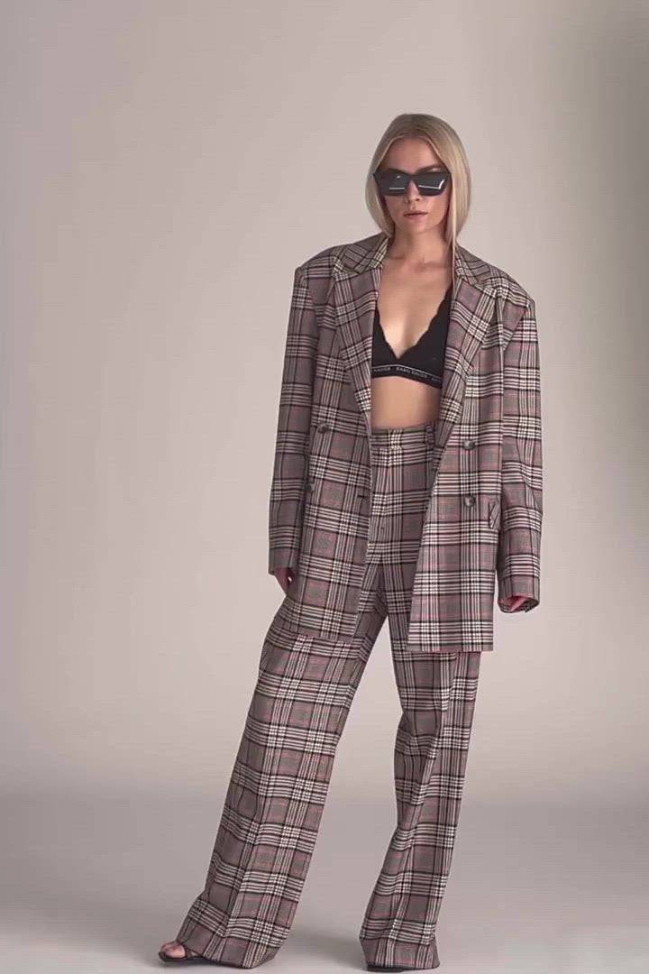 Karo Kauer Wide Leg Pants Checkered Letzte 2 Tage