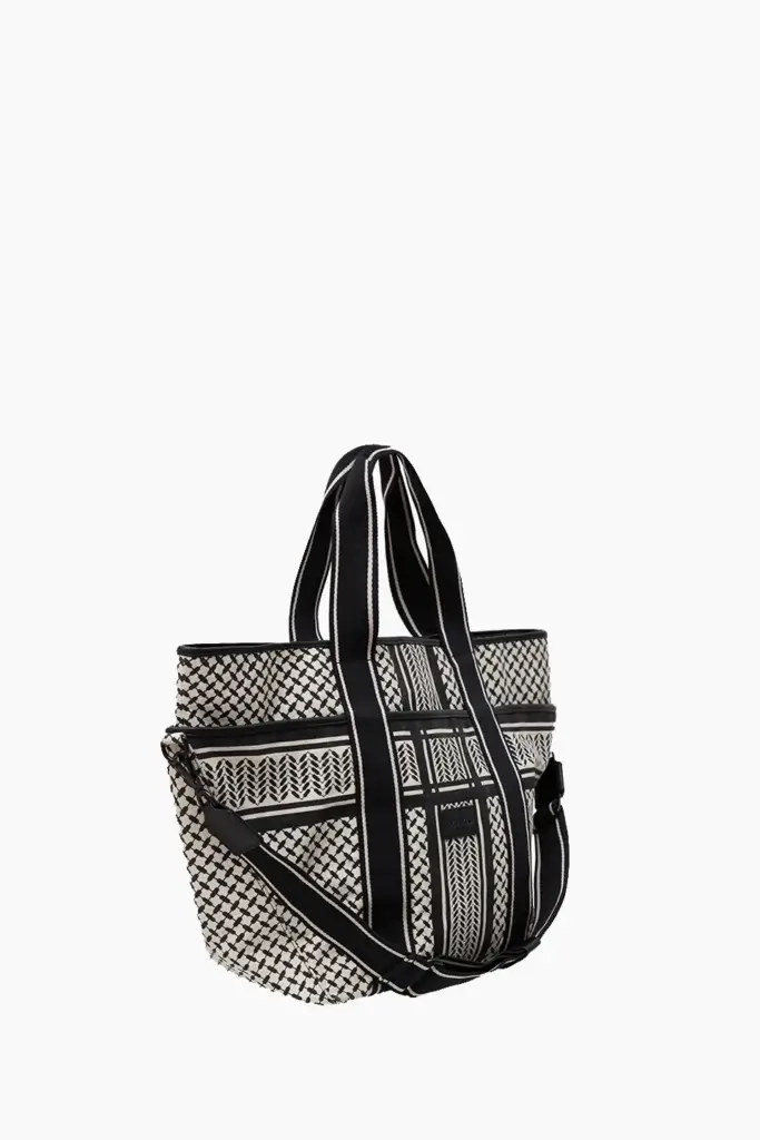 Lala Berlin East West Tote Merge canvas heritage stripe black Bestseller