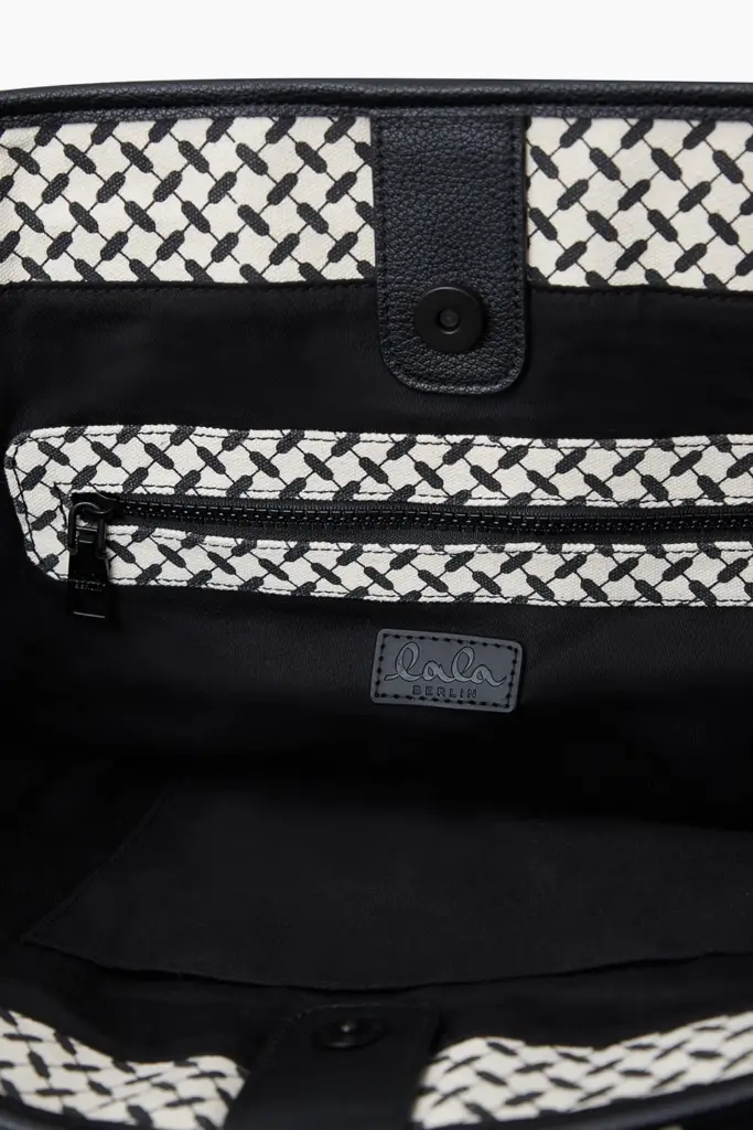 Lala Berlin East West Tote Merge canvas heritage stripe black Bestseller