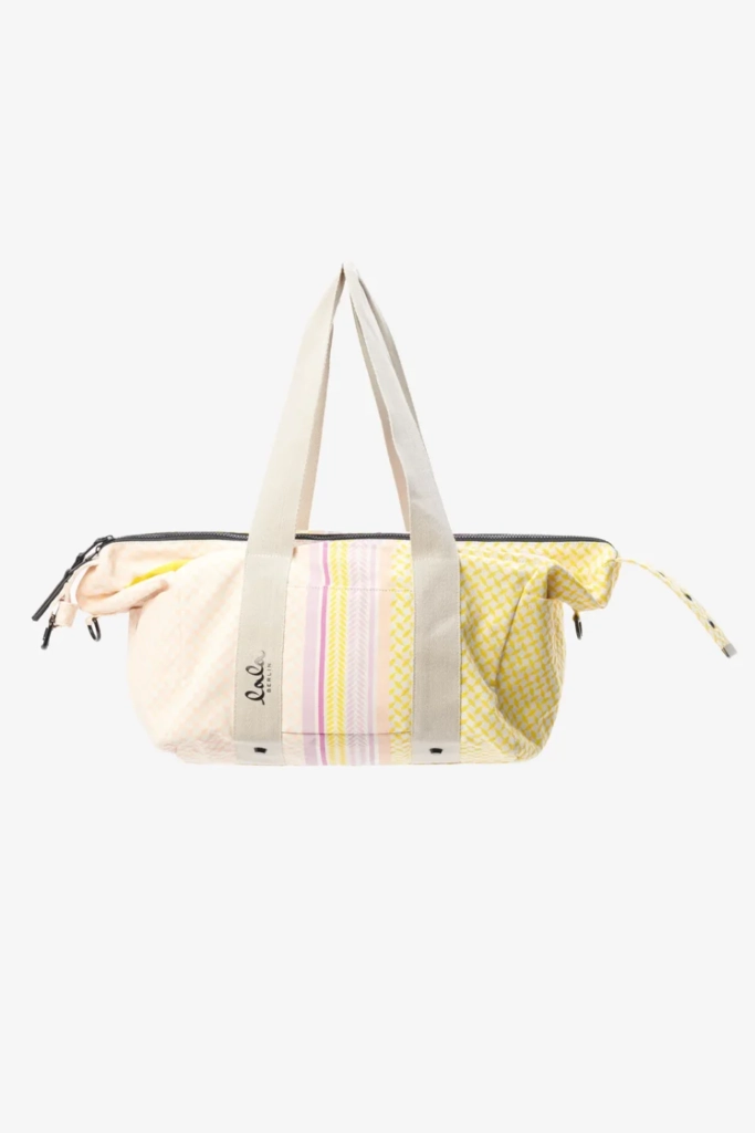 Lala Berlin Big Bag Muriel colored canvas heritage stripe yellow Sonderangebot der Fabrik