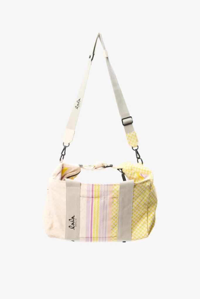 Lala Berlin Big Bag Muriel colored canvas heritage stripe yellow Sonderangebot der Fabrik
