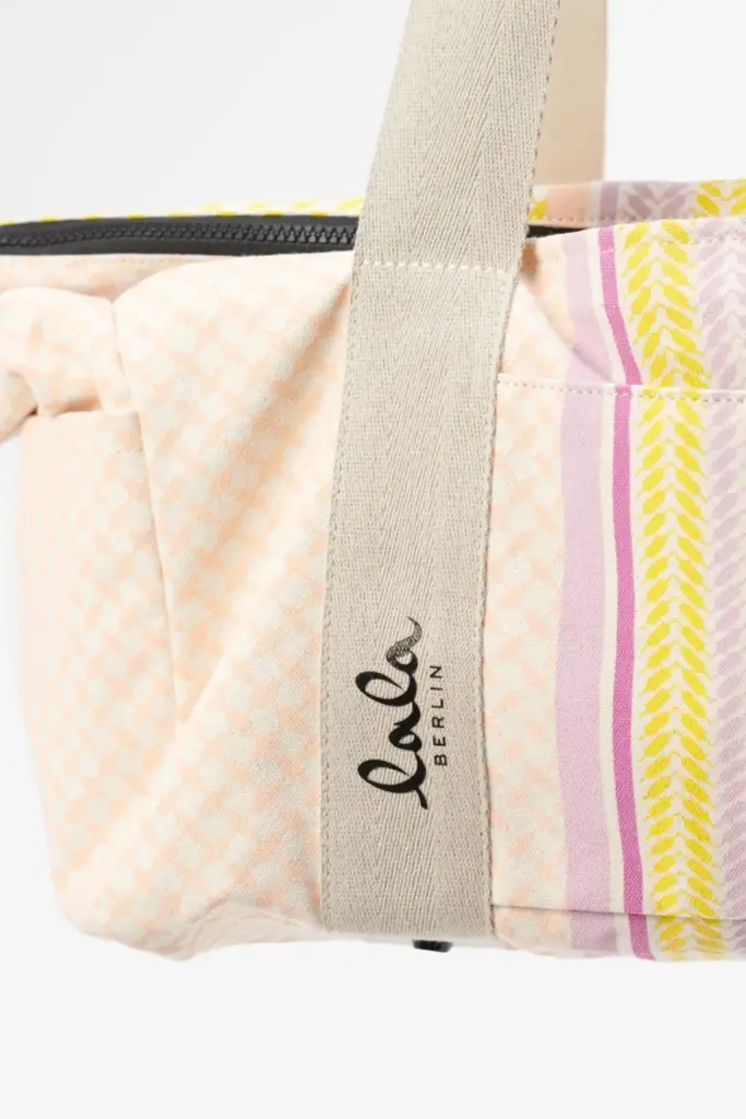 Lala Berlin Big Bag Muriel colored canvas heritage stripe yellow Sonderangebot der Fabrik