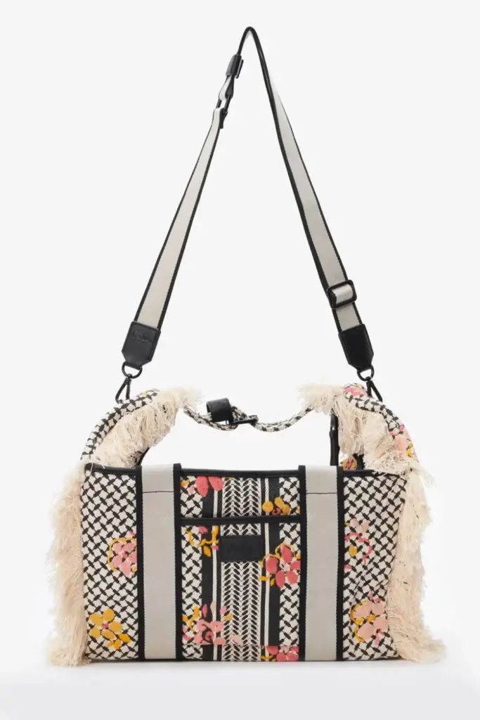 Lala Berlin Big Bag Muriel stitched canvas heritage embroidery flower Discount Store für neue Produkte