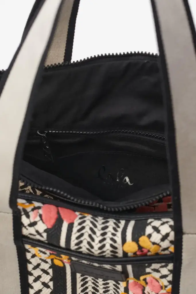 Lala Berlin Big Bag Muriel stitched canvas heritage embroidery flower Discount Store für neue Produkte