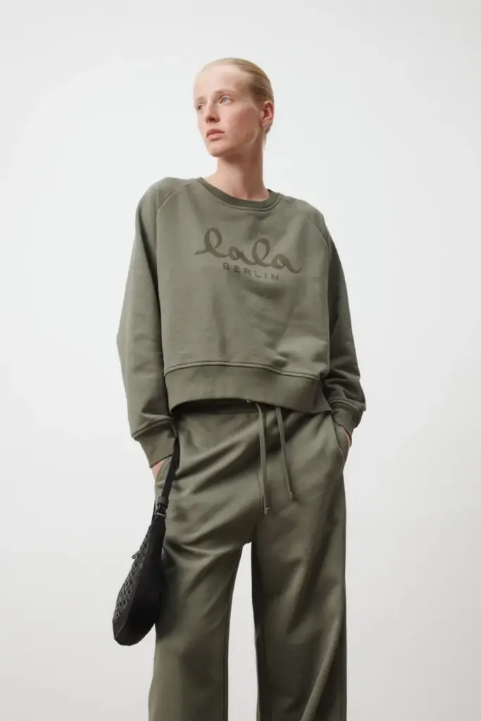 Lala Berlin Sweatshirt Ijora cotton olive Günstiger Verkauf