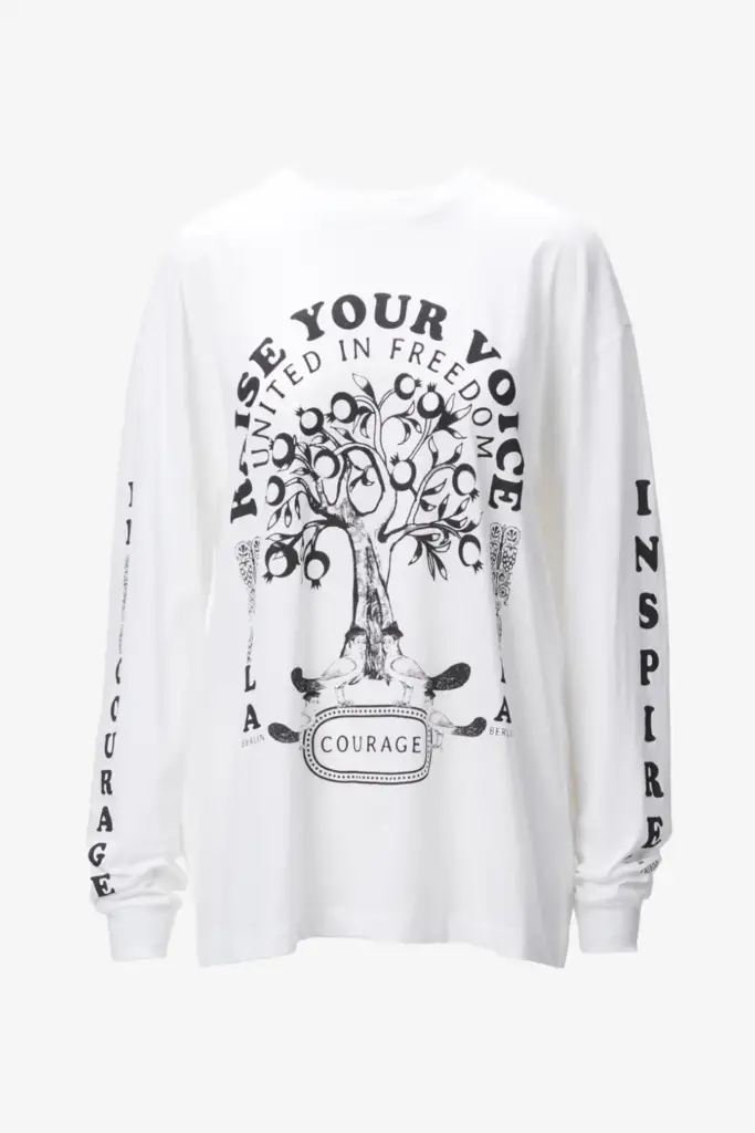 Lala Berlin Igor Longsleeves cotton raise your voice white Weihnachtsangebot