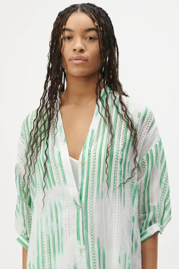Lala Berlin Dress Dacire bast fiber green stripes Discount Store für neue Produkte