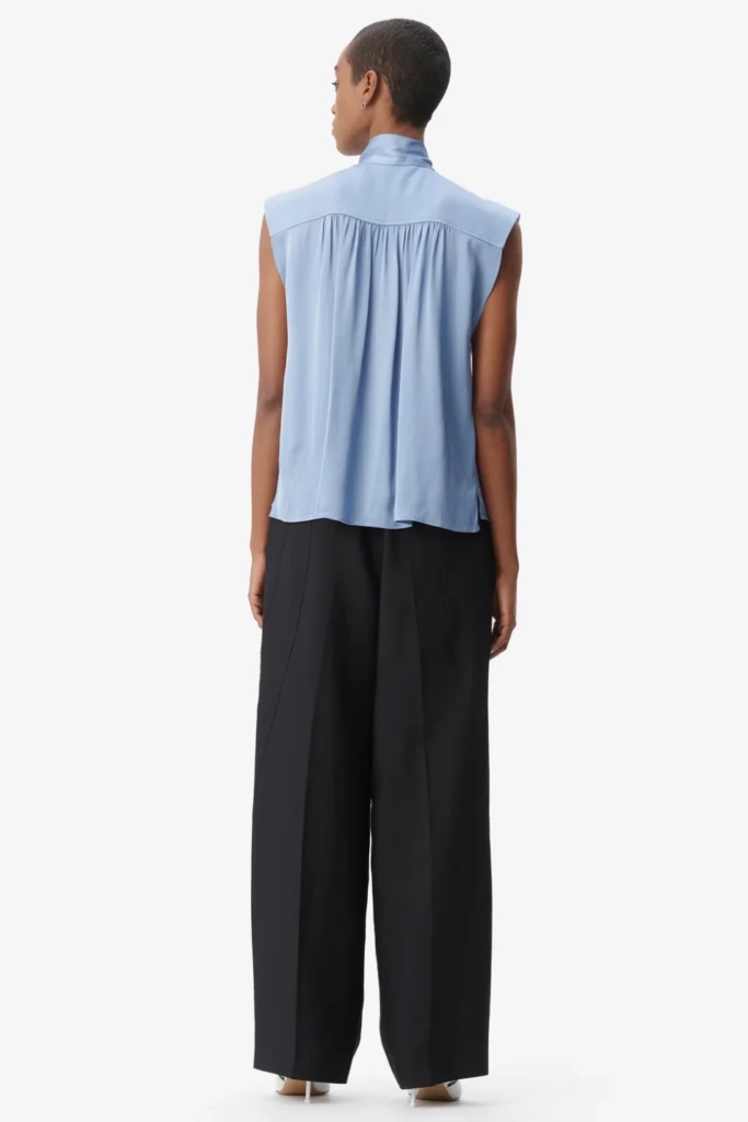 Lala Berlin Top Tracey viscose mix faded denim Super Rabatt