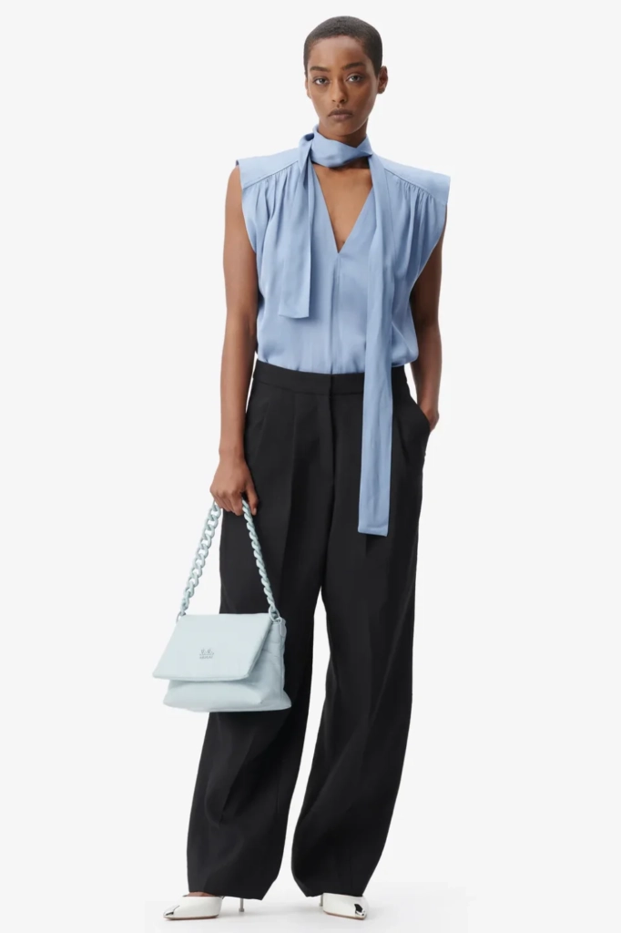 Lala Berlin Top Tracey viscose mix faded denim Super Rabatt