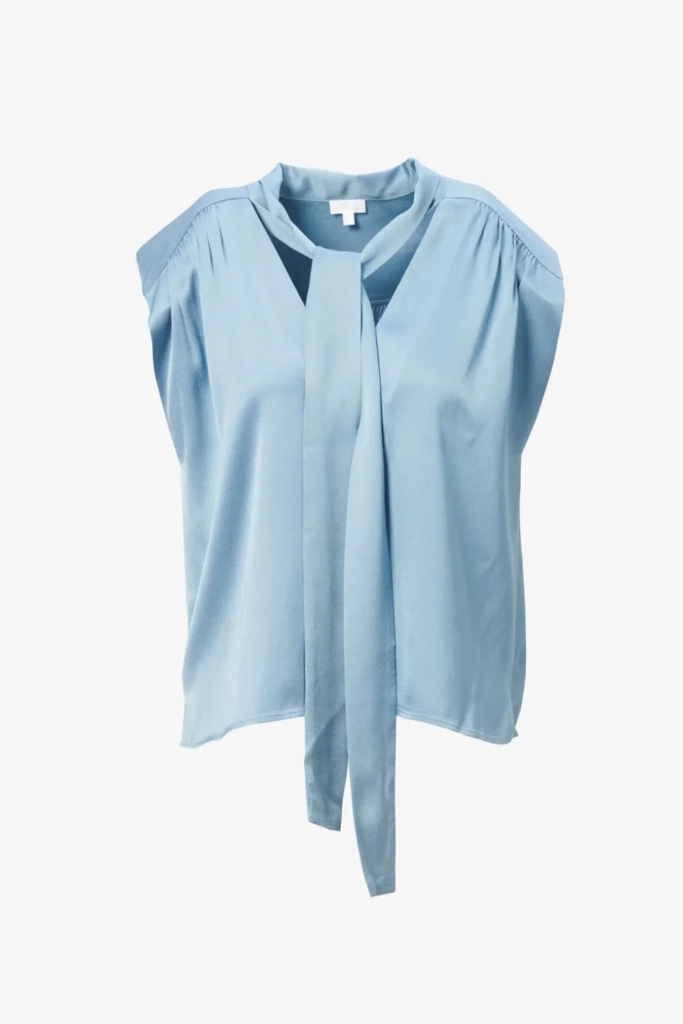 Lala Berlin Top Tracey viscose mix faded denim Super Rabatt