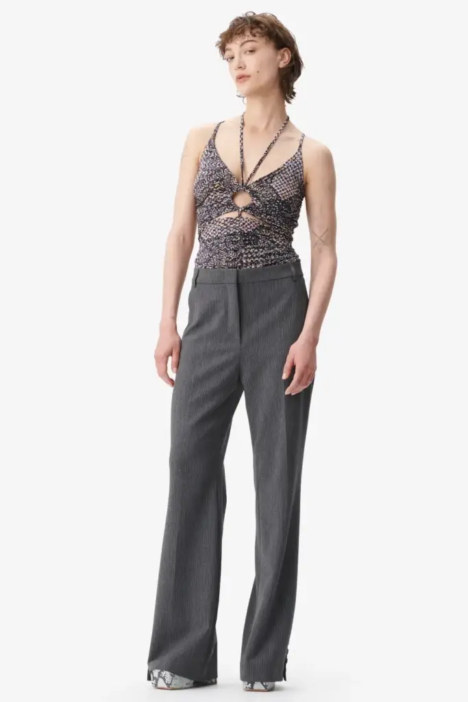 Lala Berlin Pants Pinka polyester mix anthracite stripe Verkauf