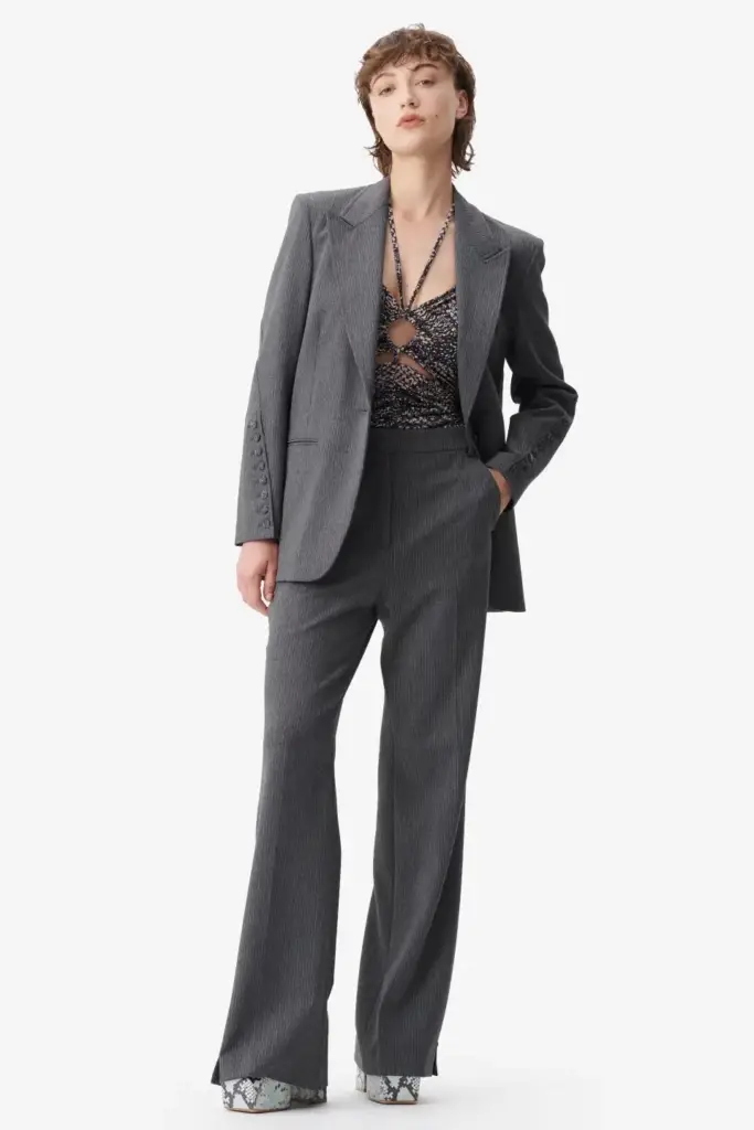 Lala Berlin Pants Pinka polyester mix anthracite stripe Verkauf