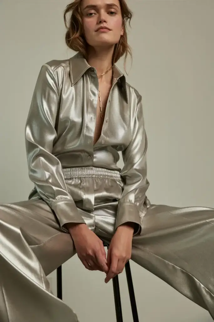 Lala Berlin Pants Perilla polyester silver Fabrikverkauf