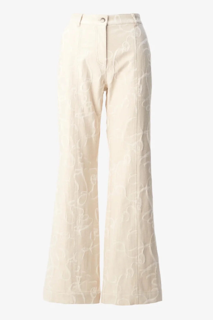 Lala Berlin Pants Pamir cotton mix lalagram jacquard beige Kostenloser Versand