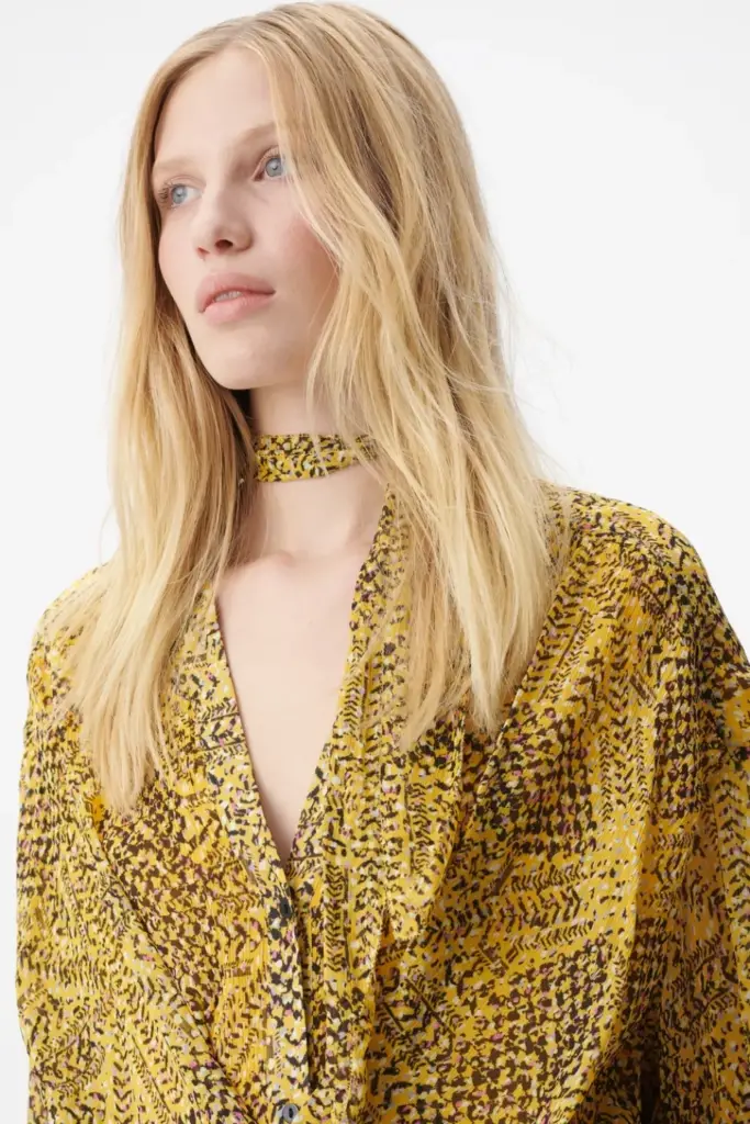 Lala Berlin Dress Drina viscose heritage star yellow Osterangebot