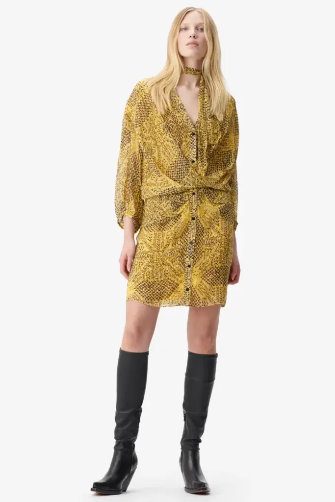 Lala Berlin Dress Drina viscose heritage star yellow Osterangebot