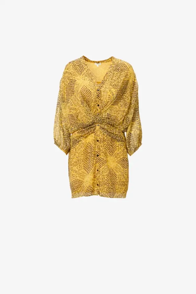 Lala Berlin Dress Drina viscose heritage star yellow Osterangebot