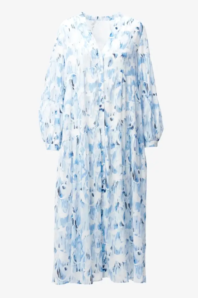Lala Berlin Dress Dinella cotton floral fountain blue Valentinstagsangebot