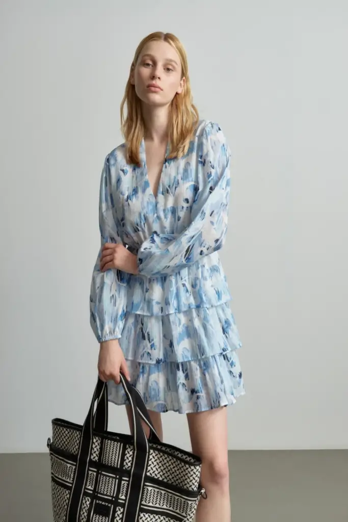 Lala Berlin Dress Danuta cotton floral fountain blue Bestseller