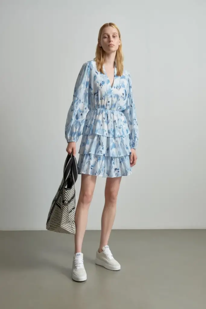 Lala Berlin Dress Danuta cotton floral fountain blue Bestseller