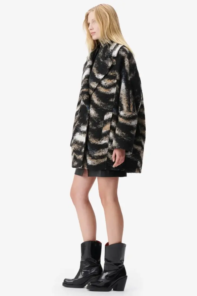 Lala Berlin Coat Olly wool/polyester blend big zebra black Kostenlose Rückgabe