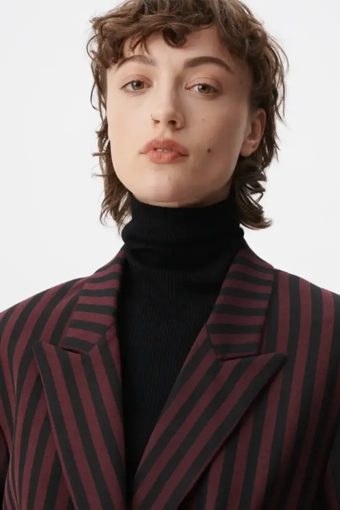 Lala Berlin Coat Odith polyester mix stripe fudge JETZT KAUFEN
