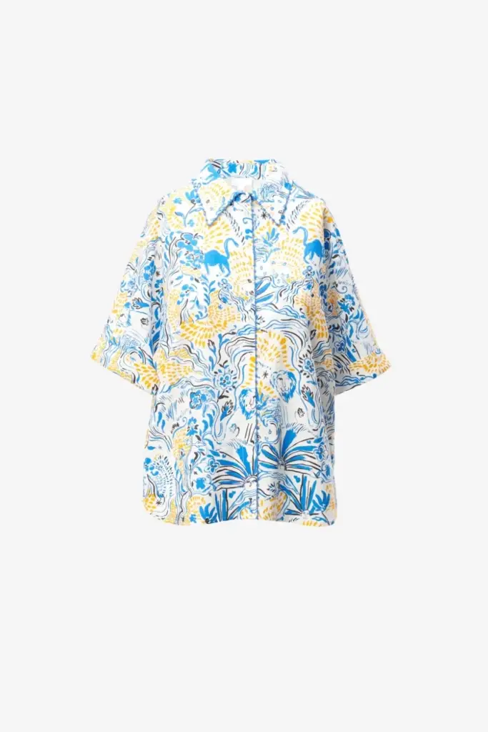 Lala Berlin Blouse Betta linen/viscose blend magic garden day Vierteljährliche Förderung