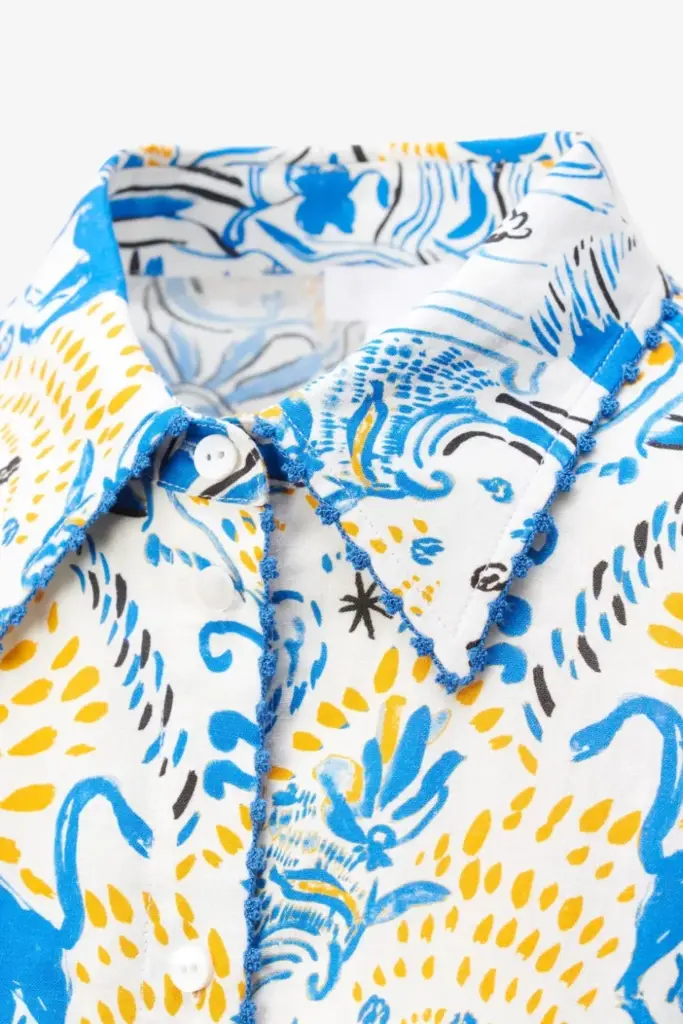Lala Berlin Blouse Betta linen/viscose blend magic garden day Vierteljährliche Förderung