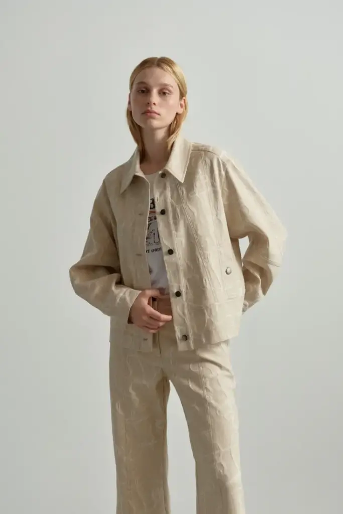 Lala Berlin Jacket Jacek cotton mix lalagram jacquard beige Clearance-Verkauf